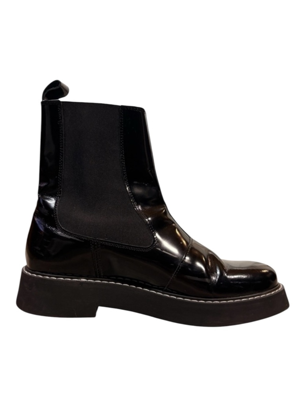 Pilcro Black Patent Chelsea Boots‎ Women's 39 Contrast Stitch Casual Classic